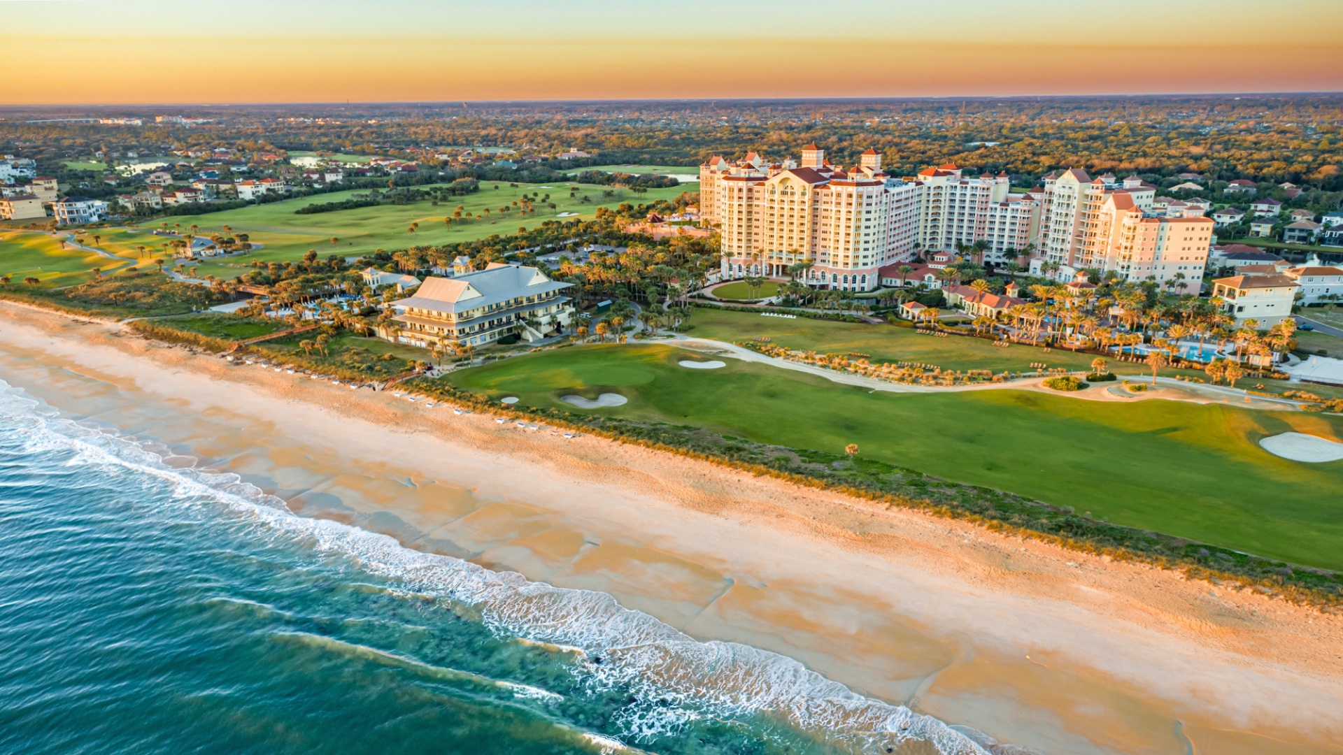 Oceanfront exterior of Hammock Beach Golf Resort and Spa in Palm Coast.