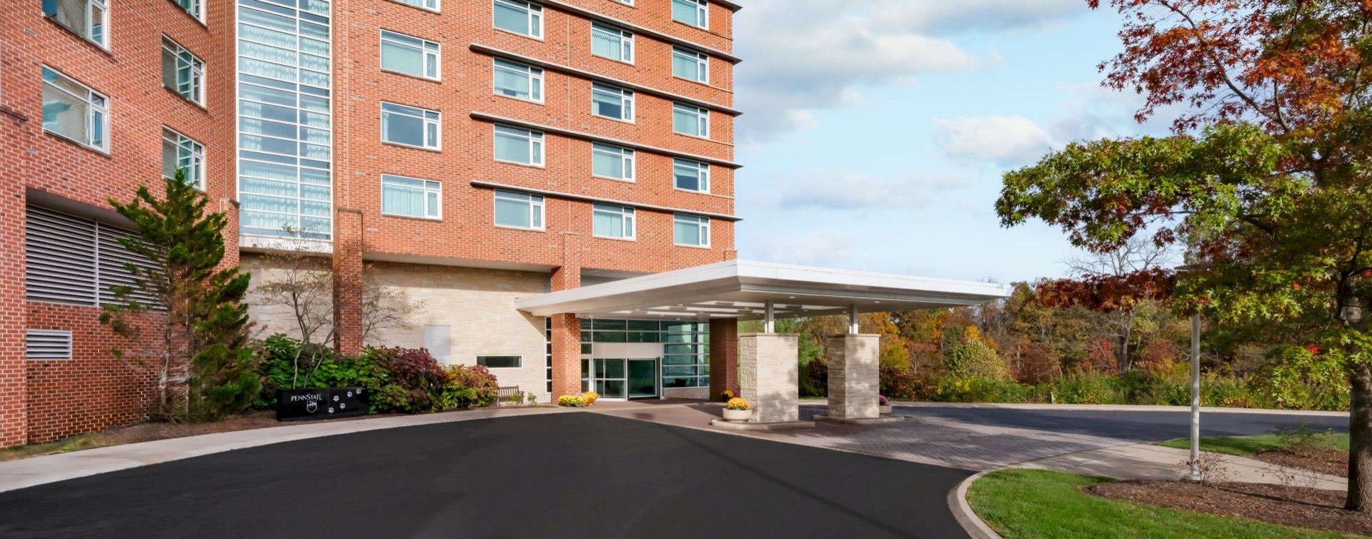 Daytime exterior of The Penn Stater Hotel and Conference Center.