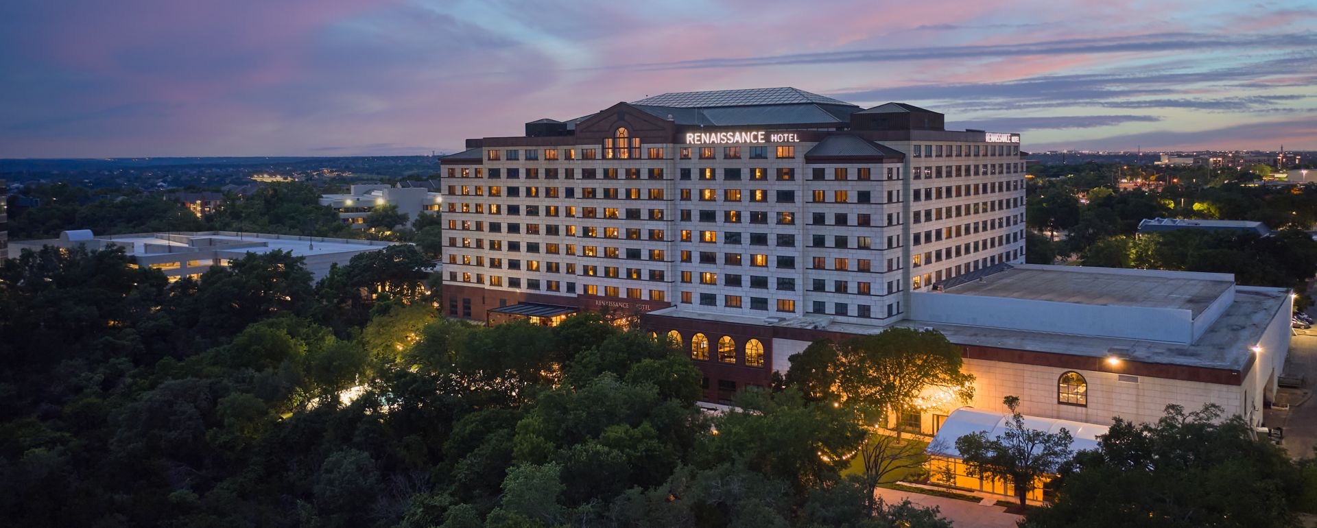 Exterior of Renaissance Austin Hotel.