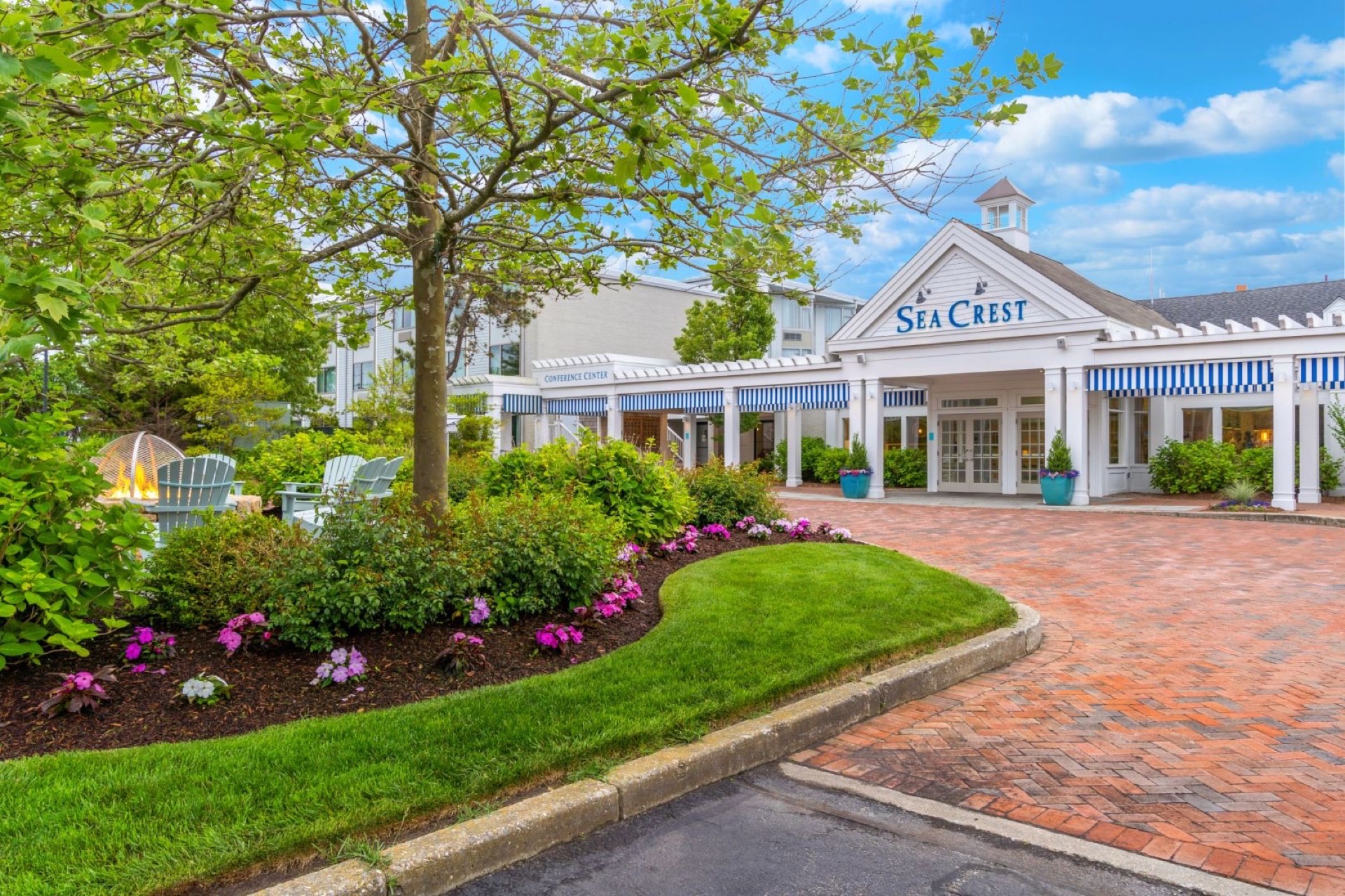Beachfront exterior of Sea Crest Beach Resort on Cape Cod.